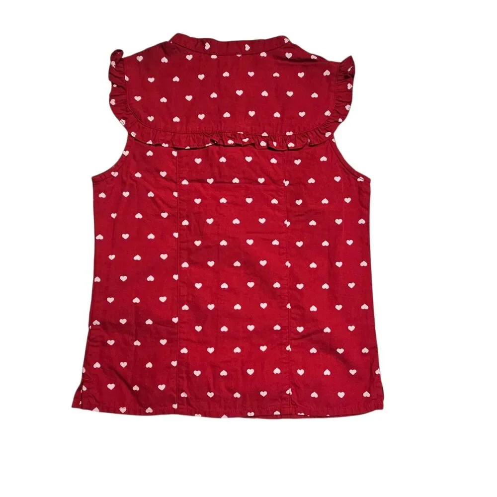 Vintage Gymboree Top Girls Size 5 Red Heart Bon Voyage Sleeveless Poplin NWT